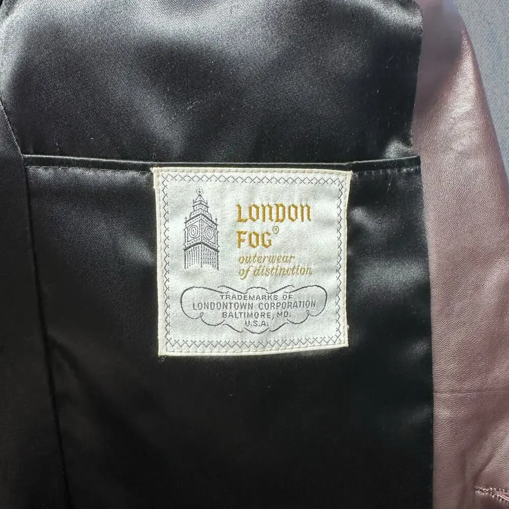 Vintage London Fog Men’s Burgundy Leather Blazer - Size 44 Regular - Picture 6 of 6